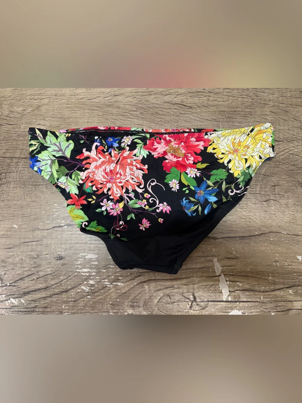 Johnny Was black floral‎ bikini bottoms size small NWOT